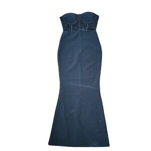 Fashion Nova XL Black Bandage‎ Gown Strapless Mermaid Maxi Dress Lace Sweetheart